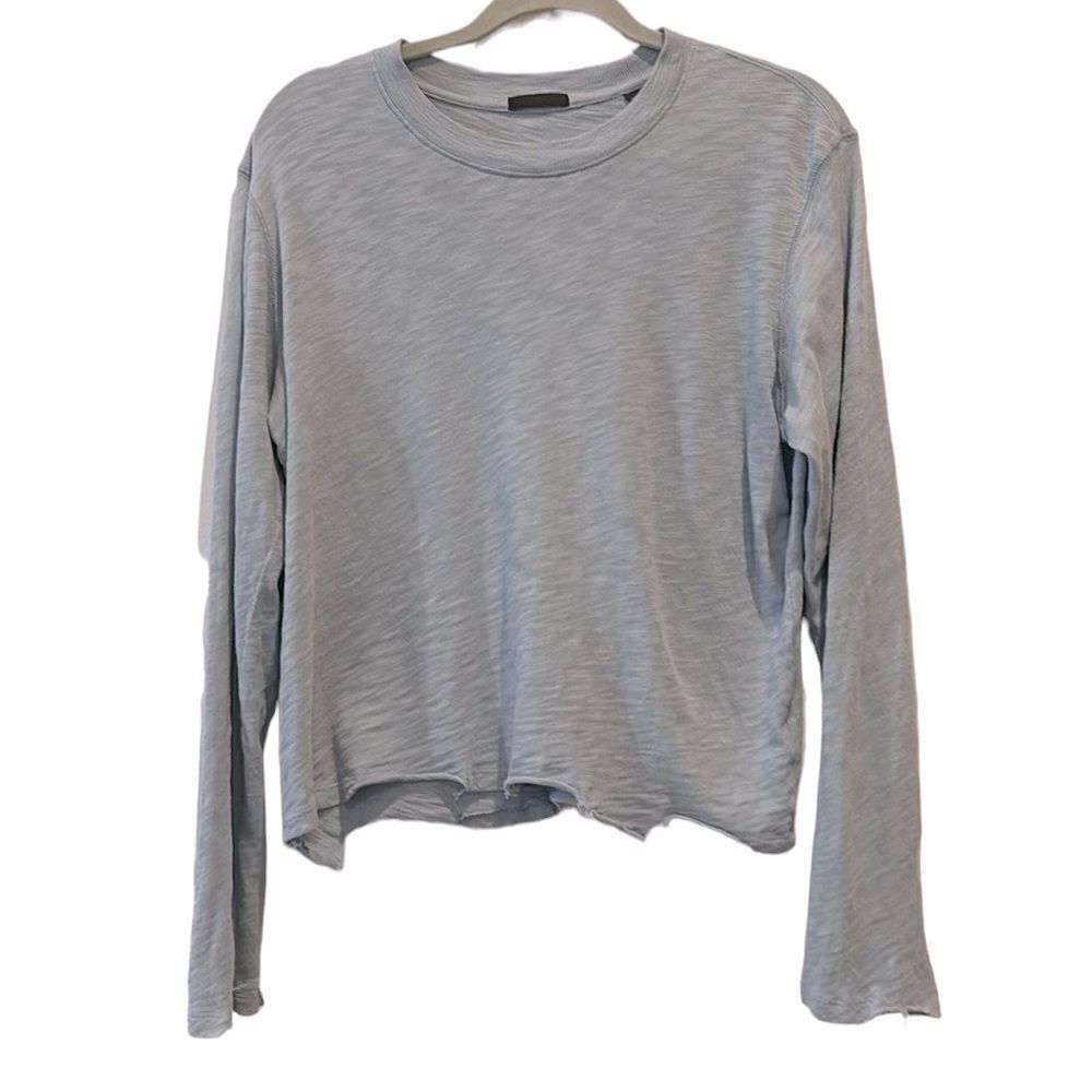 Atm Anthony Thomas Melillo Long Sleeve Grayish Blue Ripped Torn Hem M Tshirt‍‍‍‍